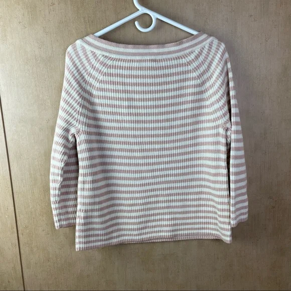 J. Crew Pinky/Beige & Ivory Striped Sweater Size Medium - Picture 5 of 5